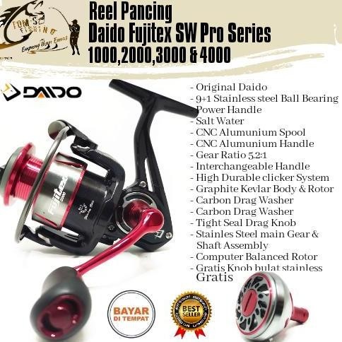 [Promo terbesar] Stok Terbatas Reel Pancing Daido Fujitex SW Pro Series 1000-4000 (9+1Bearing) Salt 