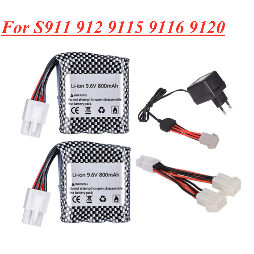 9.6V 800mAh li-ion Battery for S911 912 9115 9116 9120 RC Car Monster Truck Parts 9.6 v 16500 15C Ba