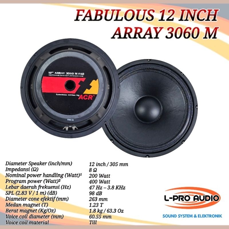 Speaker ACR Fabulous 12" Array 3060 Bass Kuat
