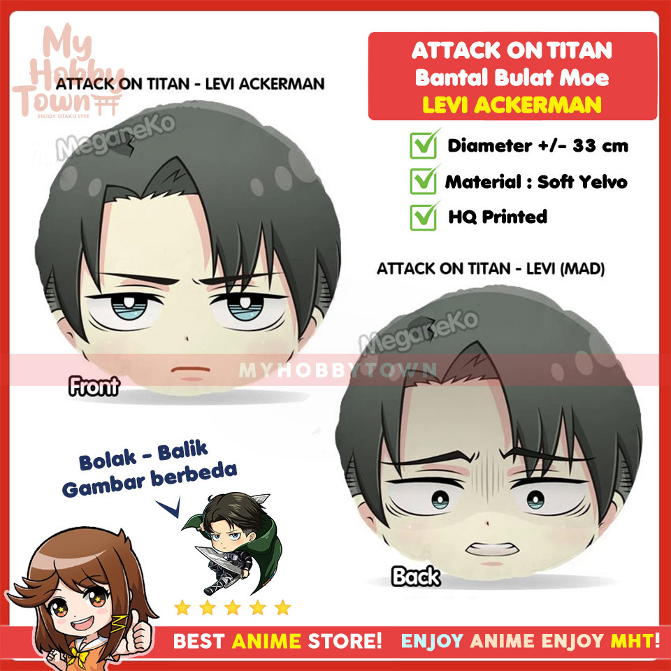 Bantal Bulat Attack On Titan - Shingeki no Kyojin : Levi Ackerman Plushie Plush Doll Round