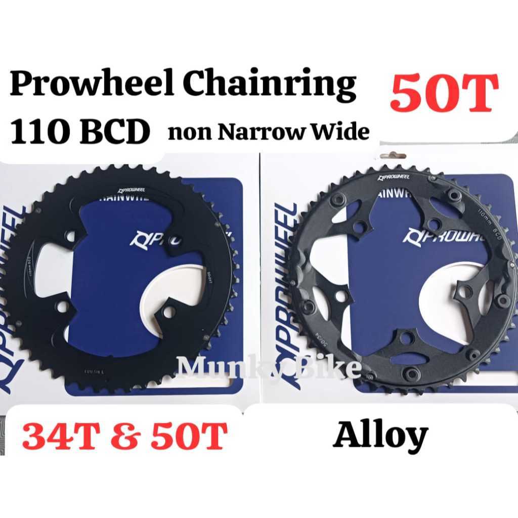 Prowheel Chainring Double Triple 110 BCD 34T 50T Non Narrow Wide Chain ring 110BCD Alloy