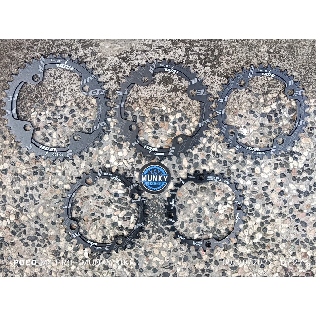 Chainring Wuzei 30T 32T 34T 36T 38T BCD 104 BCD narrow wide untuk single chainring sepeda 104BCD not