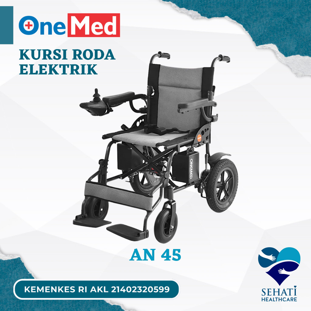 Onemed Kursi Roda Elektrik AN 45 Wheel Chair Electric Lipat Travel Medis Kesehatan