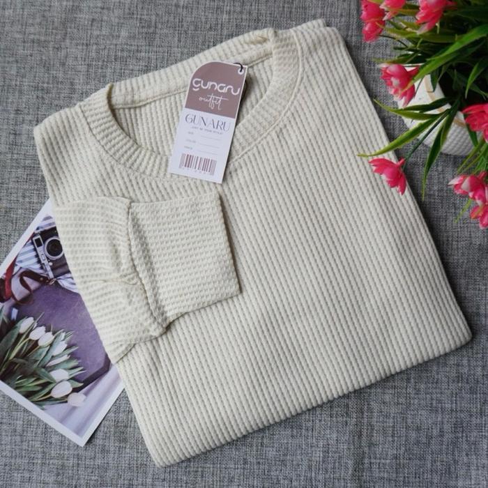 PROMO KAOS ATASAN WANITA HIJAB STYLE MUSLIM TERBARU LENGAN PANJANG BODI OVAL SEMI TUNIK - PUTIH