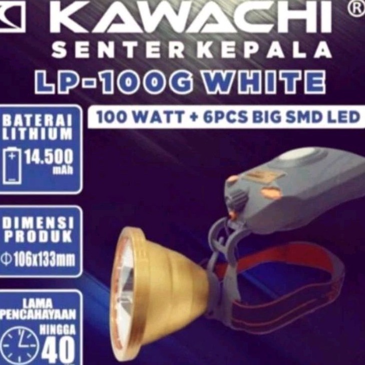 Senter Kepala Kawachi 100 Watt LP-100G Plus 6 BIG SMD LED Termurah ORI