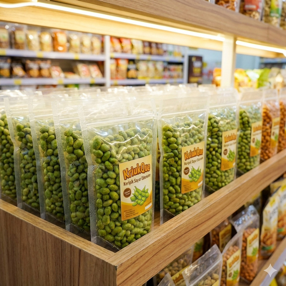 Keripik Sayur Edamame 70gr - Snack Cemilan Sehat Tinggi Protein Snack Diet Kolesterol Gurih Renyah