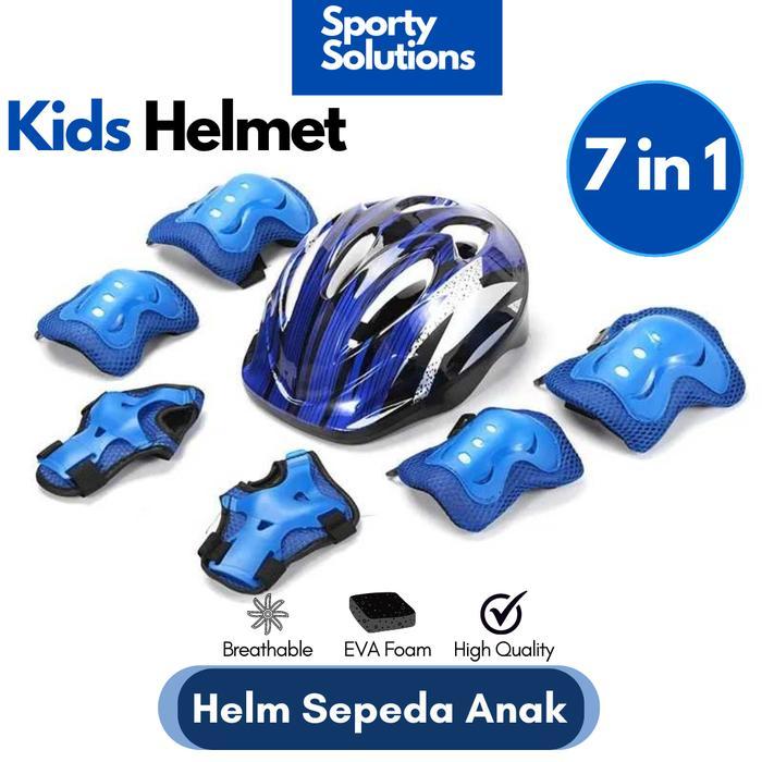 7PCS Helm Deker Sepeda Anak Alat Pelindung Sepatu Roda / Helm Decker Anak Pelindung Scooter / Sepatu