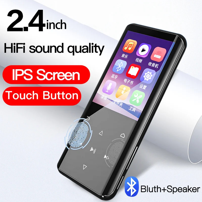 MP3 Player 16GB HiFi Bluetooth 5.0 Layar Sentuh 2.4 Inch MP4 Baterai 500mAh Audio Lossless FLAC APE 
