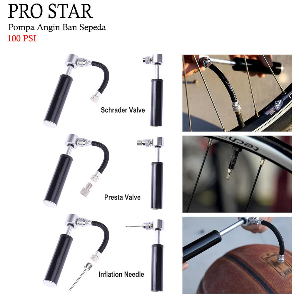 Pompa Angin Mini Ban Sepeda Portable 100 PSI - Pompa Sepeda Portable Tekanan Tinggi - Pompa Angin Se