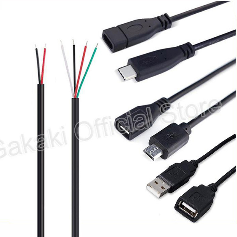 Male to Female 2pin 4pin Line Micro USB 20 TypeC Charger Wire Connector Power Supply Extension Cable
