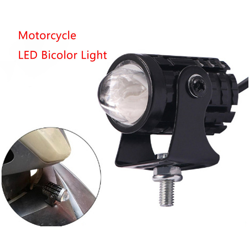 Motorcycle Waterproof Auxiliary Headlight Electric Vehicle External Headlight Two-Color Spotlight 8-