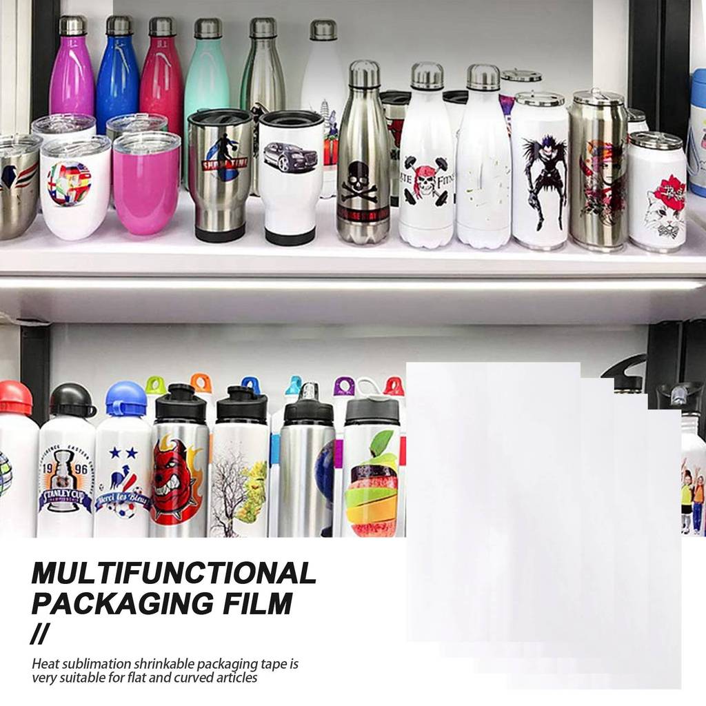 FTGT 30Pcs Sublimation Shrink Wrap Film, 3 Sizes Heat Transfer Shrink Film Shrink Wrap Bags White Wr