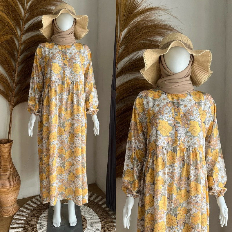 ARDIOSHOP Gamis Dewasa Aisyah LD 110cm PB 130 cm - Baju Gamis Santai Harian Bahan Rayon Premium