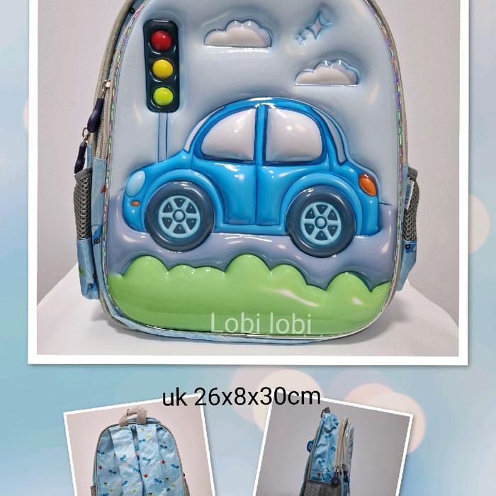 Tas ransel sekolah anak laki TK SD timbul cars car race mobil Fashion - mobil