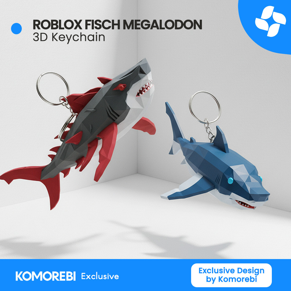 Keychain Roblox Fisch Fish It Megalodon 3D Print Gantungan Kunci Exclusive Game Hiu Keren