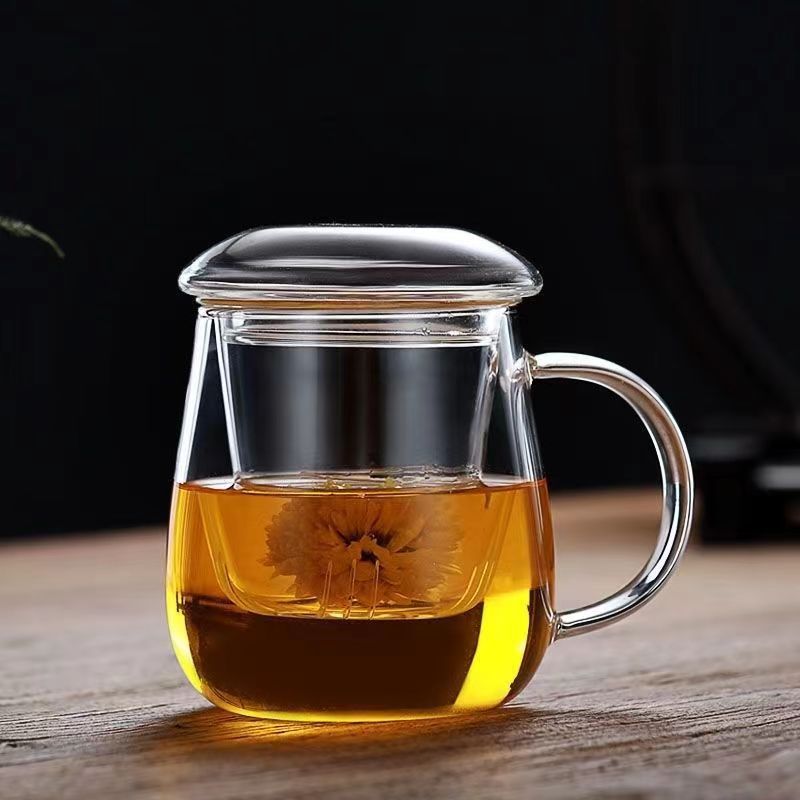 inese style tea mug with lid filter 550ml.Coffee Cups Tea Set Mugs Beer Drink Office Mug Transparent