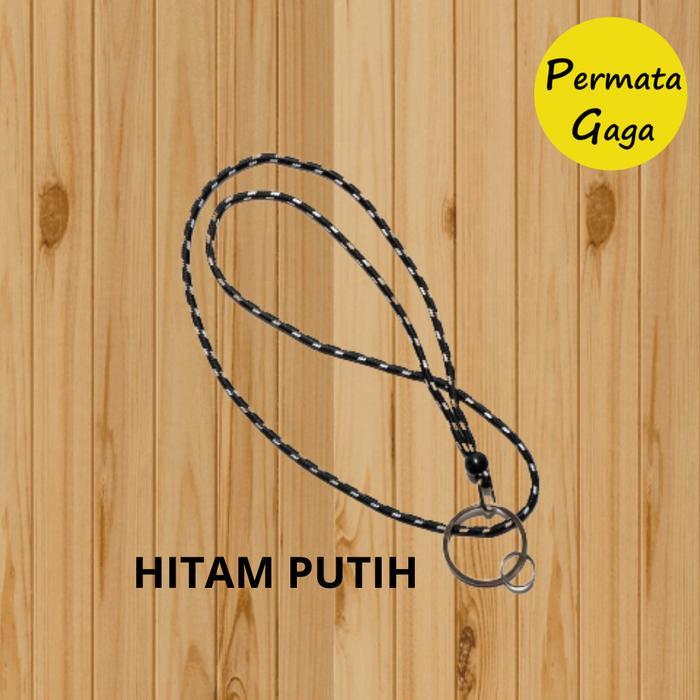 kalung tali gantungan kunci motor kalung panjang - Hitam putih