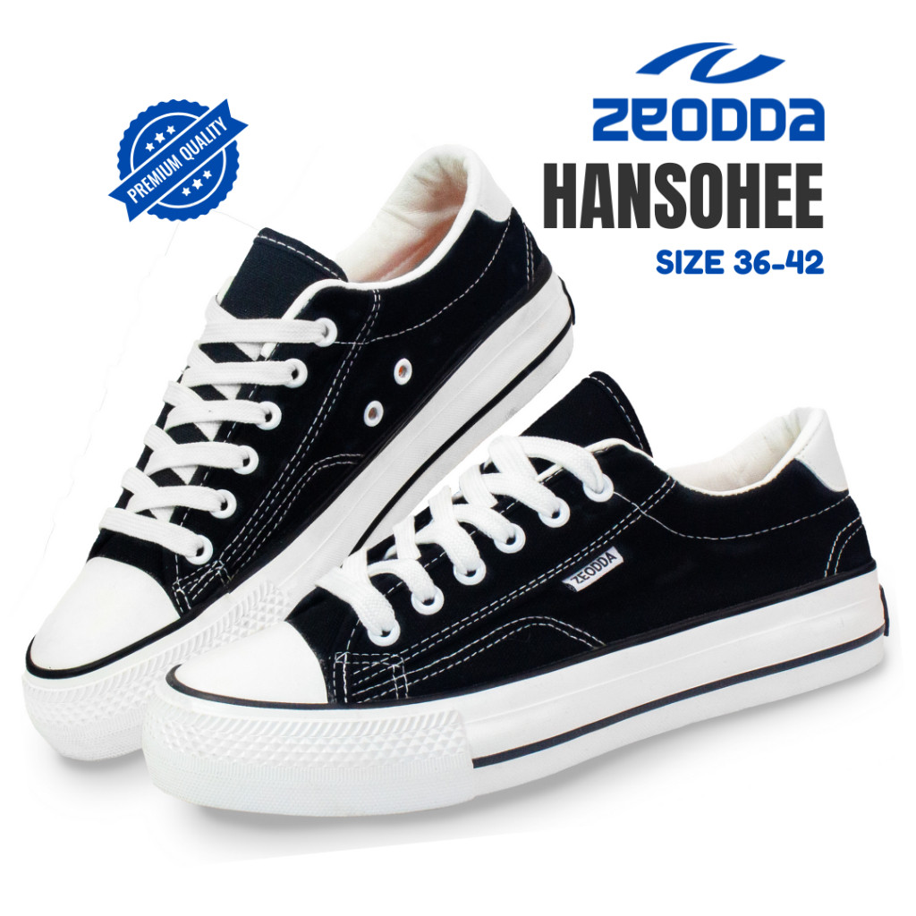 RANUWI Zeodda Hansohee Sepatu Kanvas Wanita Pria Hitam Putih 1013