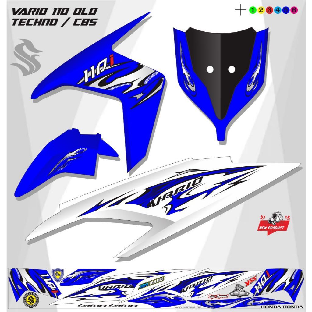 STICKER MOTOR VARIASI MOTOR VARIO 110 OLD STRIPING VARIO TECHNO