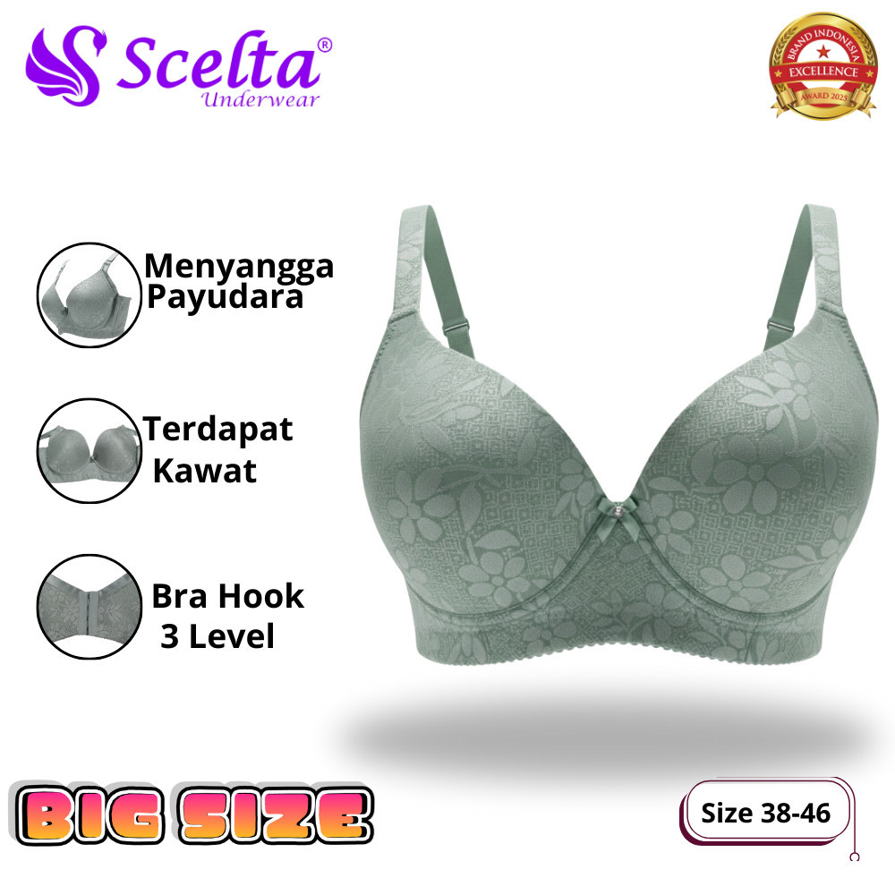 Scelta Dasana Bra Wanita Dilengkapi Kawat Ukuran 38-46 Cup D Big Size | BH SC PB1922