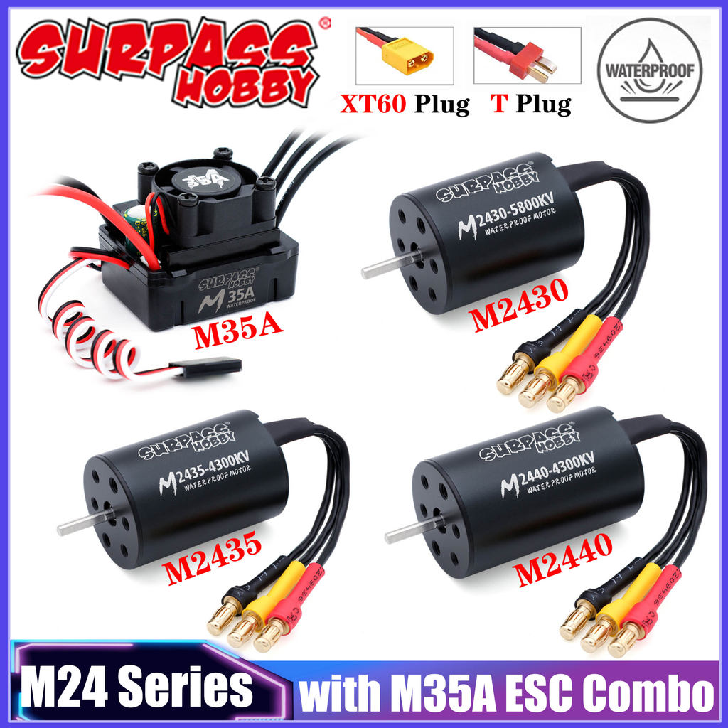 SURPASS HOBBY M2430 2435 2440 Waterproof Brushless Motor M35A ESC Combo 2-3S for 1/16 1/18 RC Car Tr