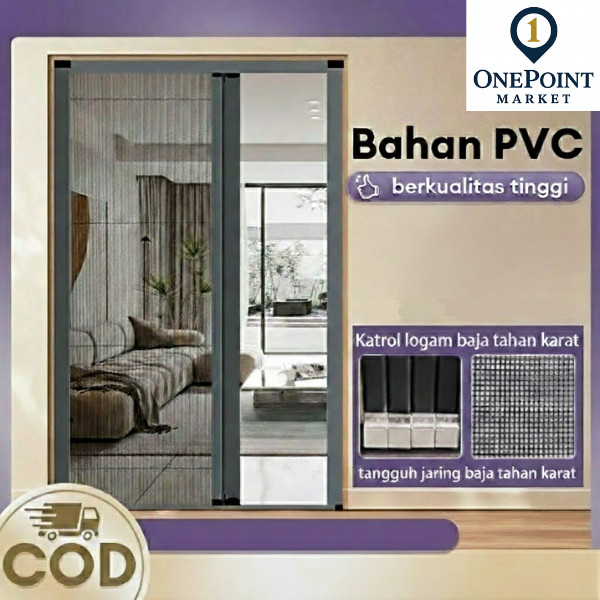 REAIM Tirai Lipat Pintu Rumah Penyekat Ruangan Tirai Pintu Anti Nyamuk Tebal PVC