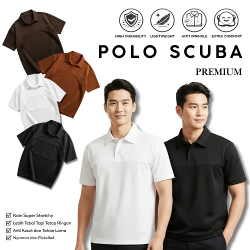 Boxy Polo Shirt Kaos Polo Scuba Kerah Polo Shirt Boxy Fit Cutting