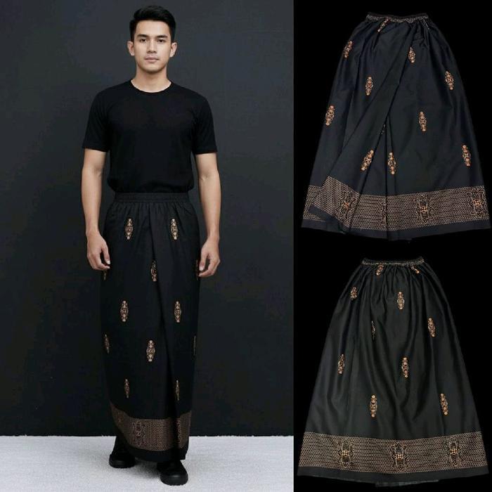 Instan Dewasa Bahan Adem Gak Nerawang Model Terbaru sarung - Saron Hitam