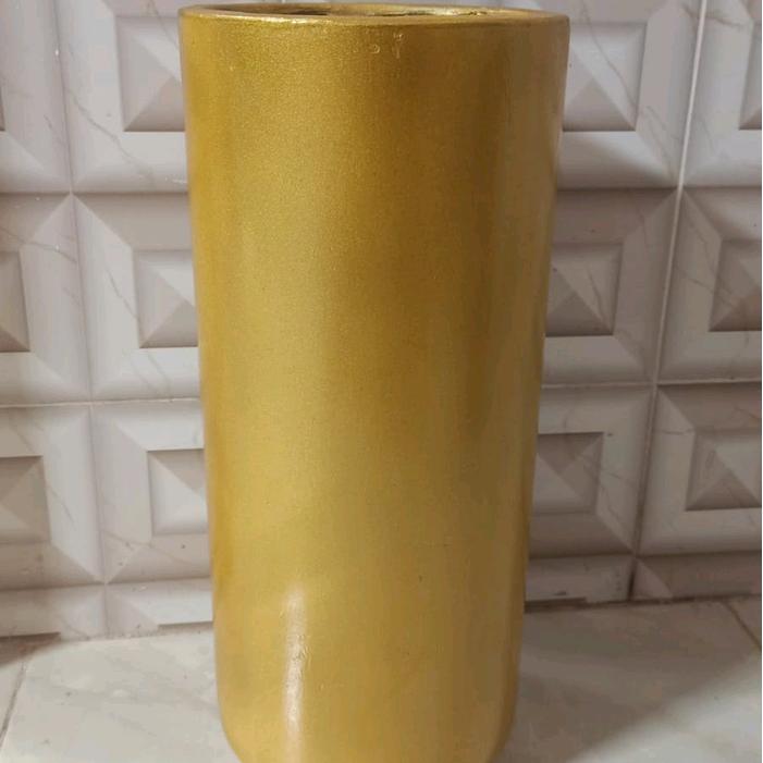 vas teraso tinggi 40 cm/ vas anti pecah - gold