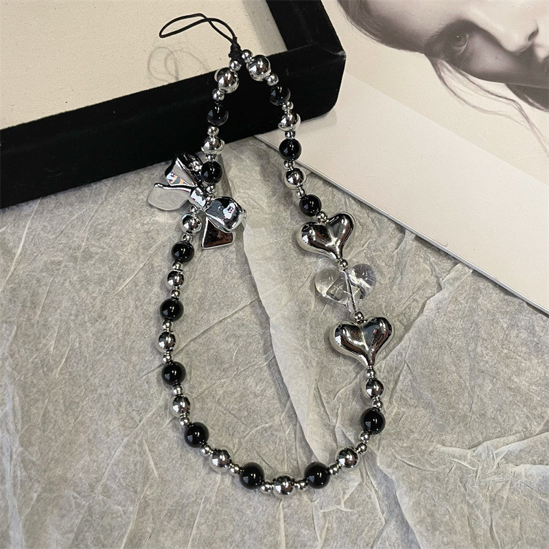 Tali Pengikat Ponsel Cinta Manik Hitam Busur Profesional GCBILISL 07 Rho case