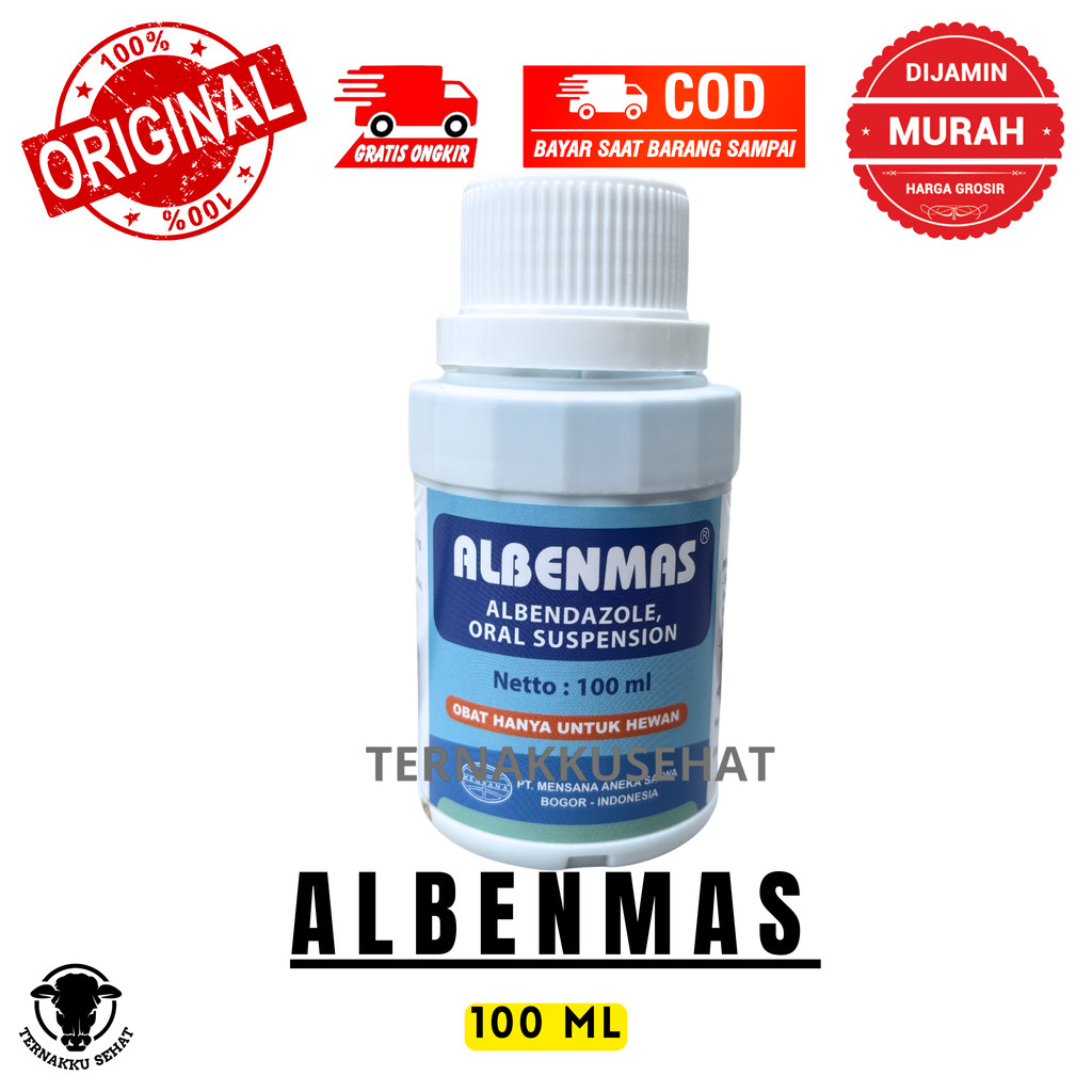ALBENMAS 100 ml - Mensana Obat Cacing HEWAN Larva Telur Cacing Cacing Pita Hati Unggas Sapi Domba ME