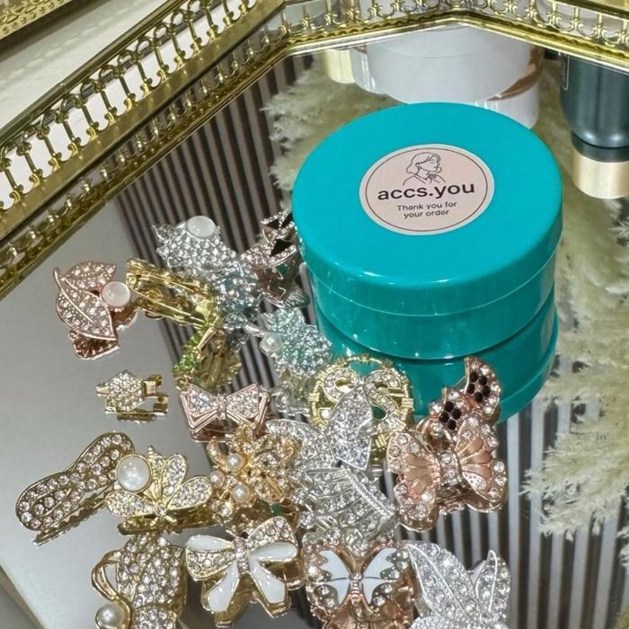 Paket isi 20pcs free wadah plastik bros hijab dagu mix motif Brooch Dada Clips Muslim  Peniti Kerudu