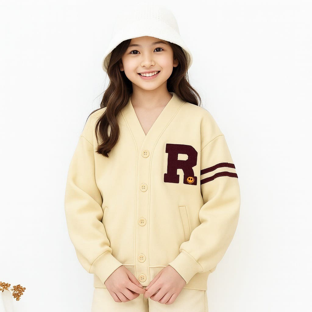 Palvera —— (Real Picture) Smile Stripe Kids Cardy Outerwear Anak Perempuan Korean Style