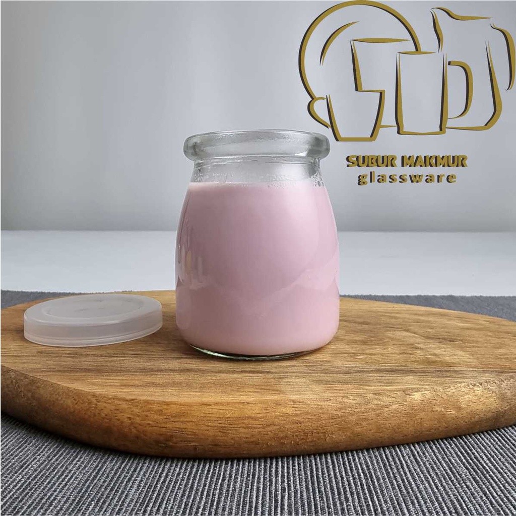 new - [Set 6 Pcs] Toples Pudding Jar Kaca 200ml ( PJ200 ). Toples Puding Tutup Plastik