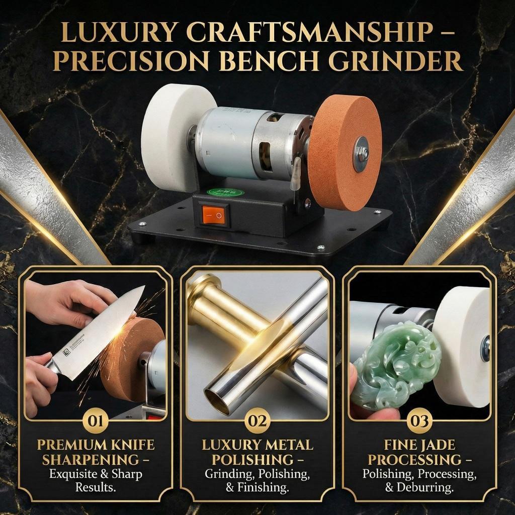 Double Grinder Machine Set 100W Mesin Gerinda Duduk Alat Poles Amplas Besi Baja Stainless Batu Akik 