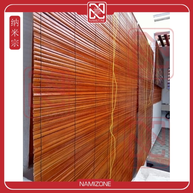 NAMIZONE Tirai Bambu Krey 2x2m Plitur Outdoor Kerai Bambu Teras Rumah Dengan Tali Penggulung Materia