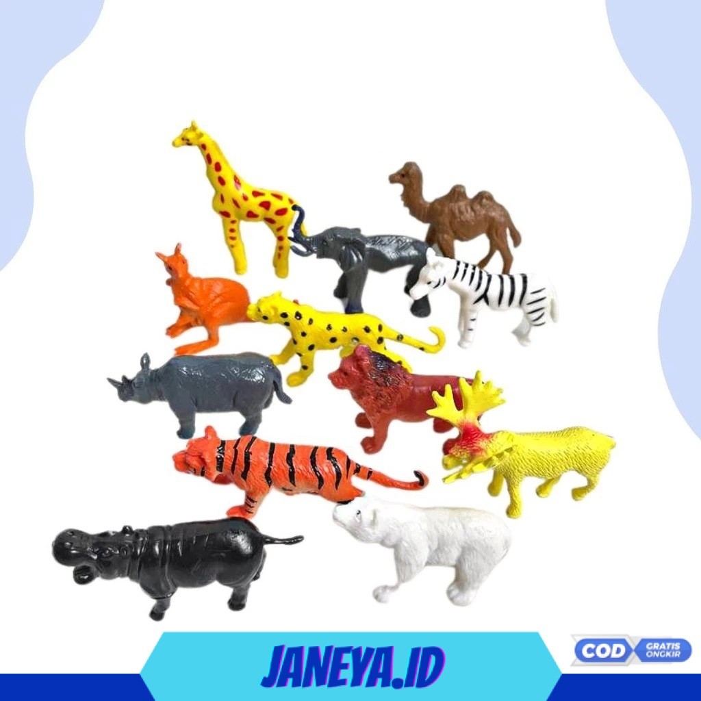 (RO) CBD MAINAN HEWAN KARET SET ISI 12 PCS  WILD ANIMALS / Mainan Hewan Karet / hewan miniatur zoo t