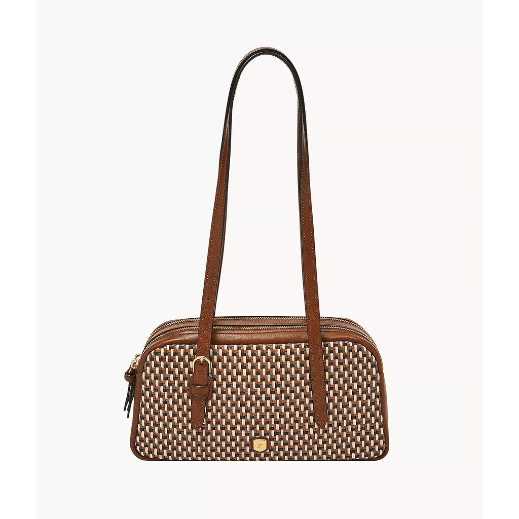 Fossil Danni Leather Shoulder Bag Neutral Woven Tas Bahu Wanita ZB11222-249