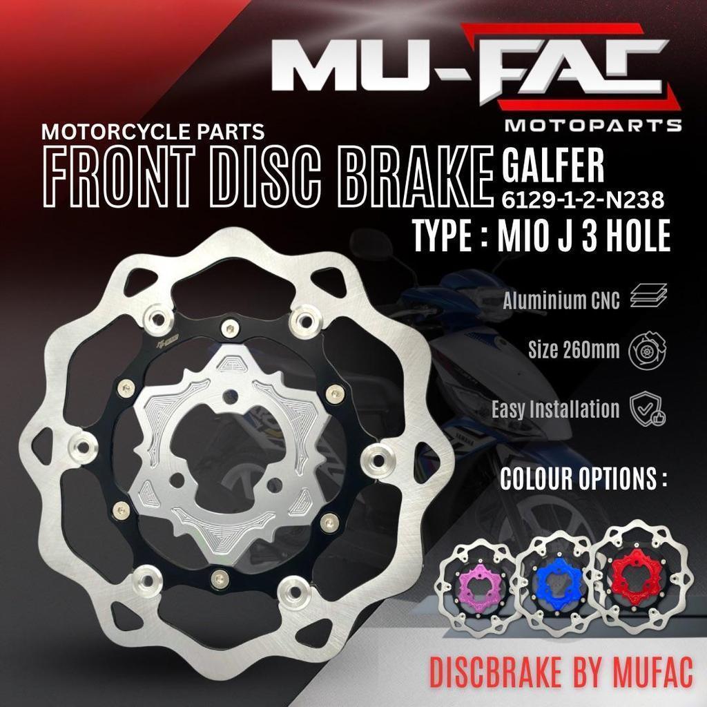 Cakram Depan MUFAC Model Galfer Ukuran 260mm Motor Mio J lubang 3