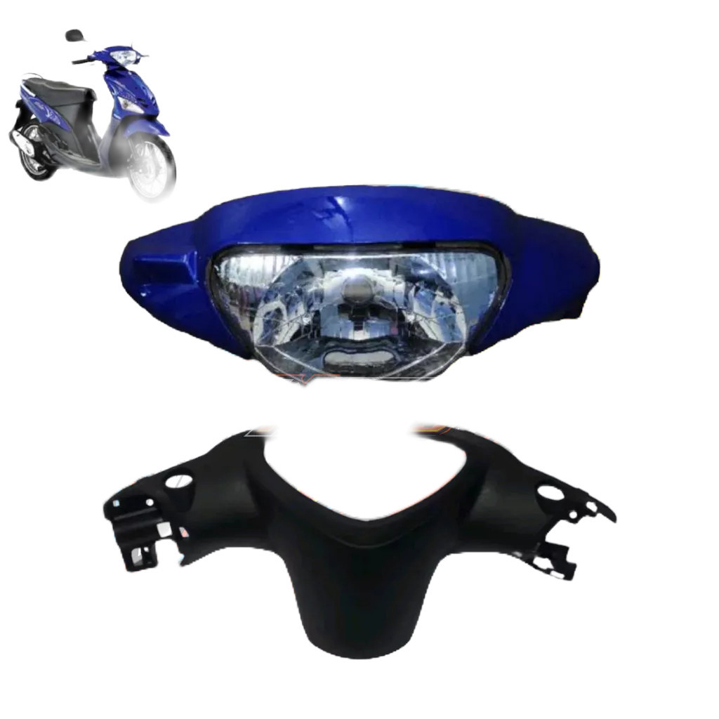 Paket Cover Batok Lampu Depan Belakang + Reflektor Yamaha Mio Lama Mio Sporty Biru / Batok Depan Bel