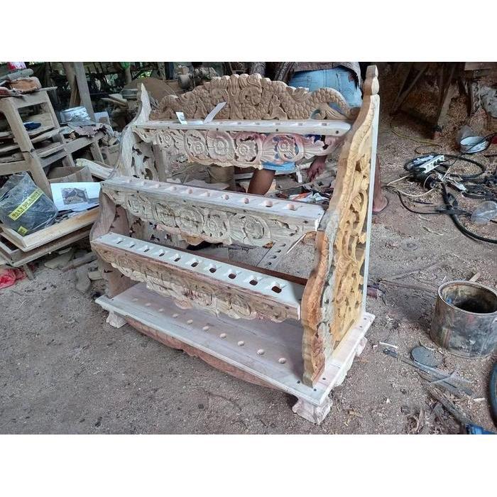 jagrak kriss isi 30 mahkota naga raja kembar ukir naga kriss bertingkat kayu jati mentah amplas alus