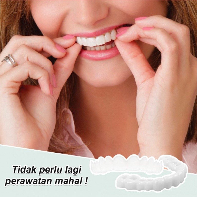 Veneer Snap On Smile Palsu Gigi Palsu Flexible Sepasang