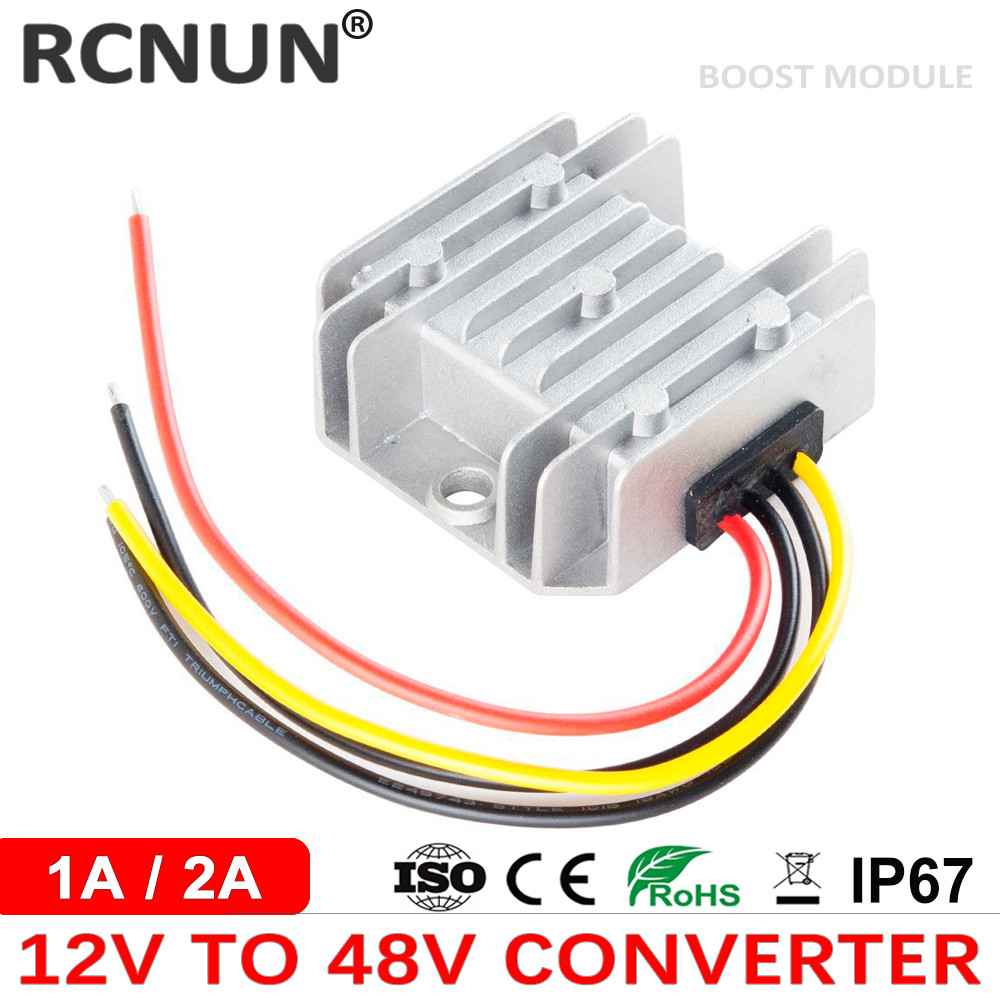 Konverter Peningkat Tegangan DC ke DC Tahan Air 12V ke 48V 2A 96W 12V-48V DC-DC Step Up Konverter Da