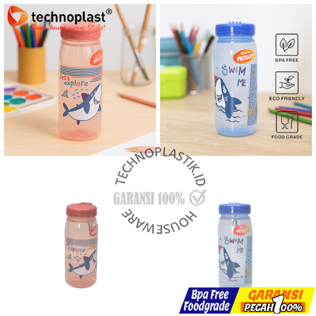 TECHNOPLAST Botol Minum Baby Shark Bottle Sport / Botol Air Minum Sport 600Ml