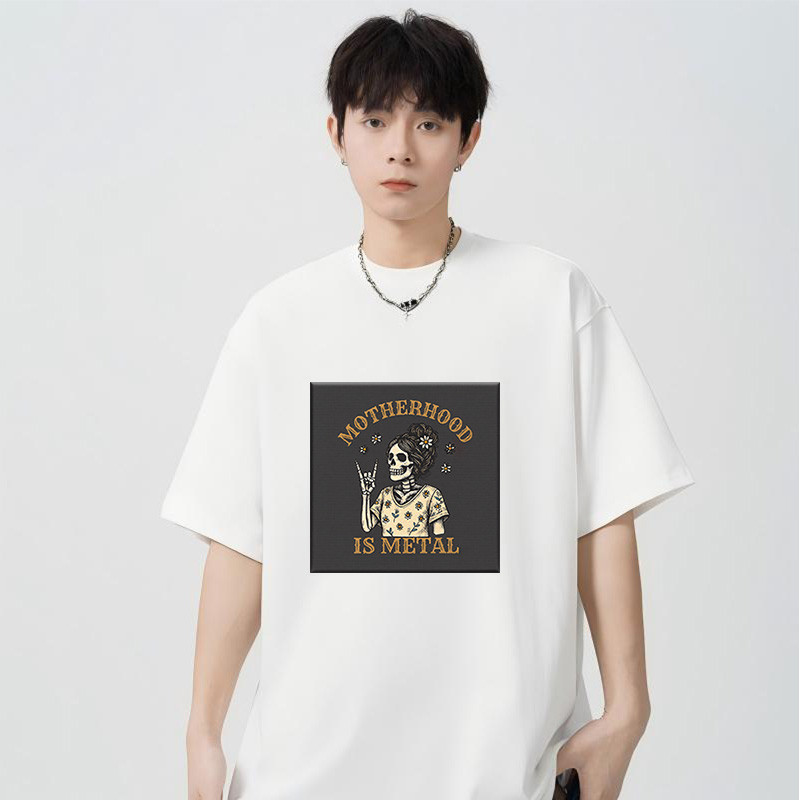 tshirt for men cotton black white Motherhood Metal Flower Power Tshirt