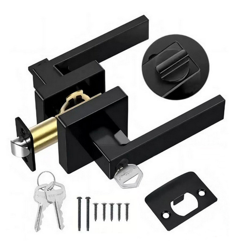Kunci Pintu Aluminium Alloy Tahan Banting Model Amerika dengan Kunci S Slot Persegi Hitam untuk Pint