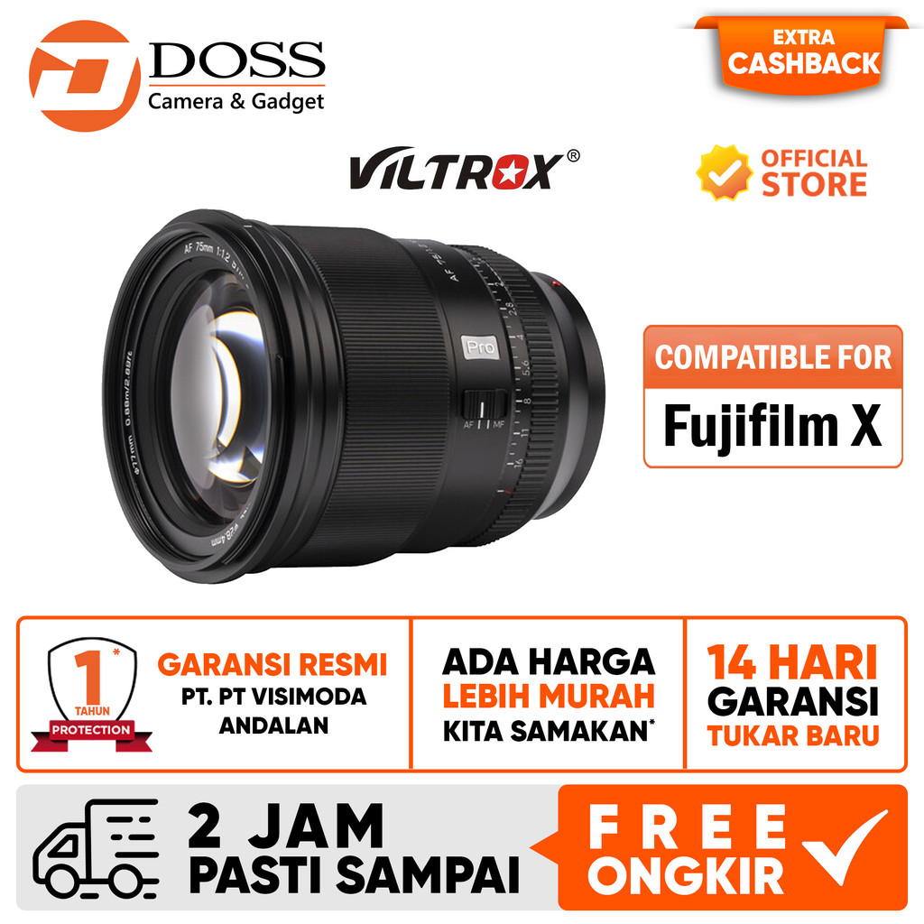 DOSS Makassar-Viltrox AF 75mm f1.2 AF for Lens Fujifilm X Mount Viltrox 75 mm f/1.2-DOSS