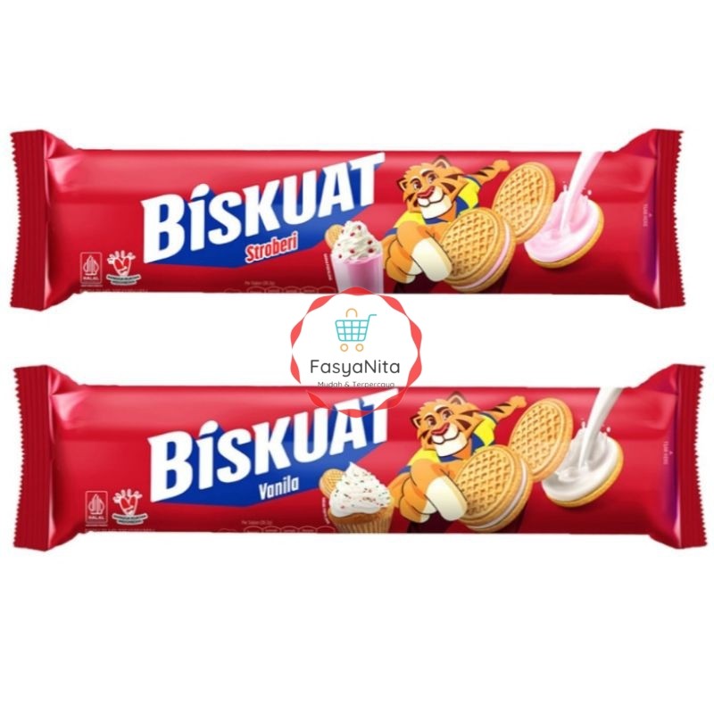 Biskuat Sandwich Biskuit Vanila strawberry 105 g - Fasyanita Online Fresh Mart Denpasar
