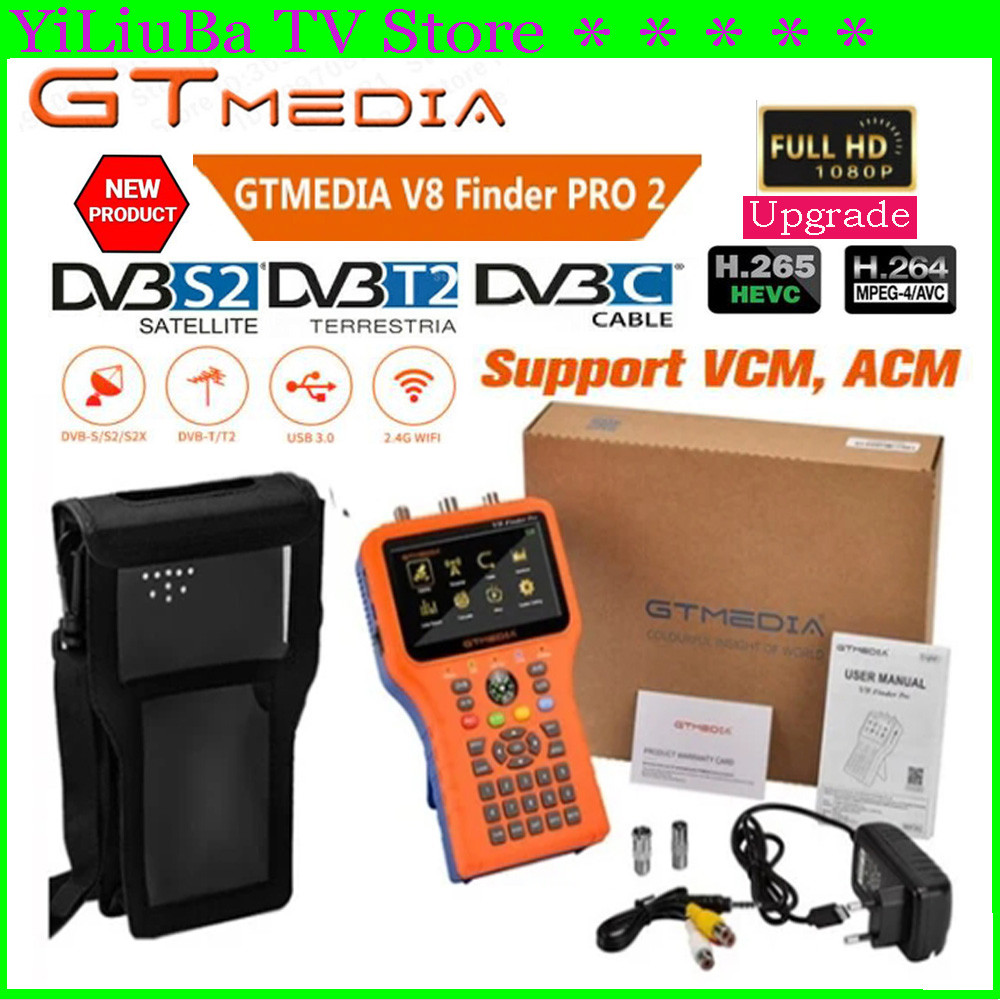 [Genuine]GTMEA V8 Finder pro2 Satellite Signal Finder Meter DVB-S2/T2/C Combo HD gital Satfinder HEV