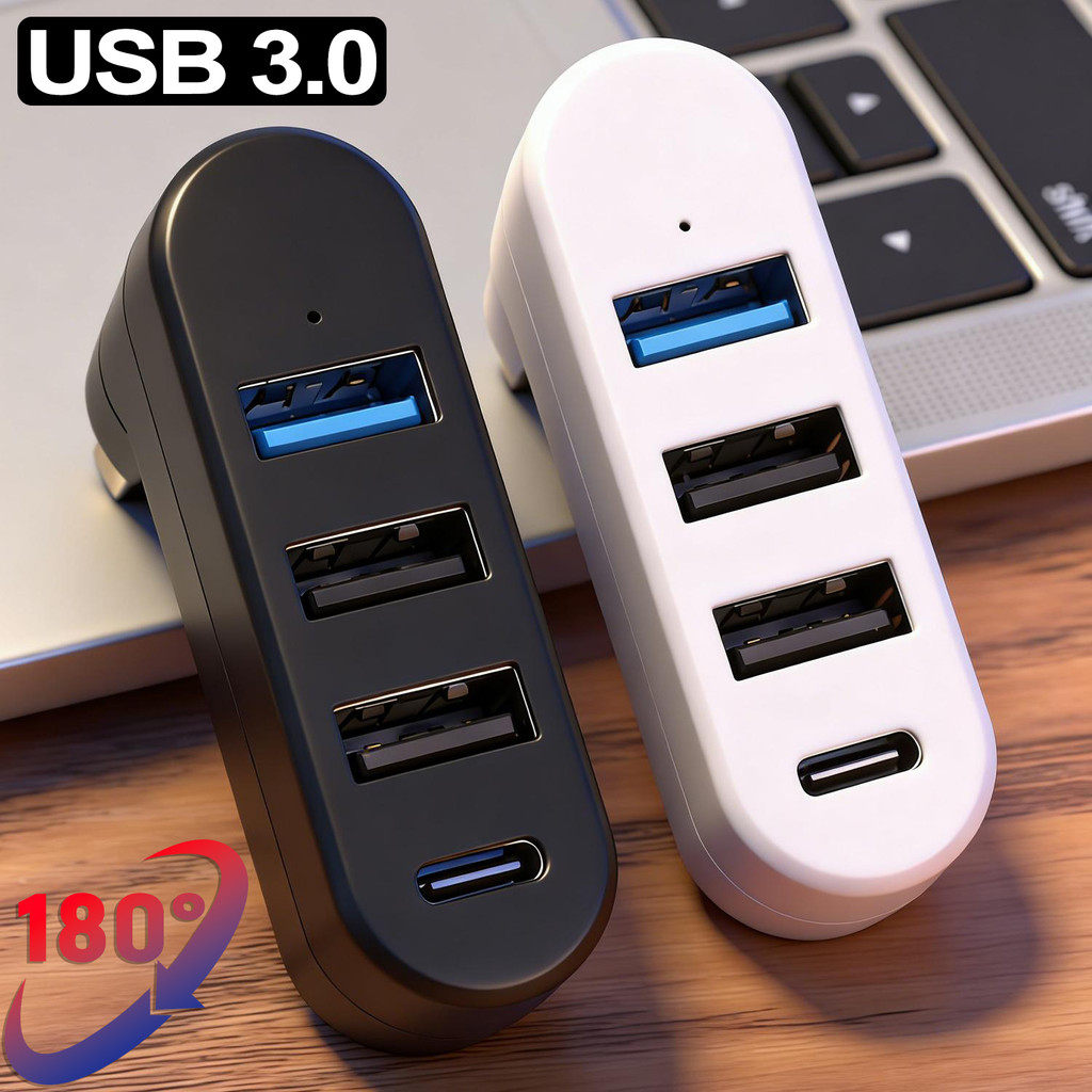 4Port USB 30 Hub USB3020Type C Splitter Adapter 180° Rotatable High Speed Data Transfer USB Extender